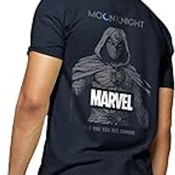 bewakoof X Marvel Moon Knight Men's Cotton Graphic Print Regular Fit Half Sleeve Round Neck T-Shirt | Tshirt for Man | Tshirt for Men Cotton | Tshirts for Men Stylish | Casual Wear | Street Wear image 1