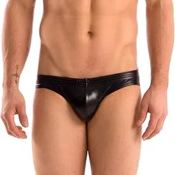Mens Liquid Metallic Contour Pouch Bikini Swimsuit By Gary Majdell Sport Black Medium-picture-13