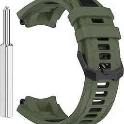 YODI Replacement Sporty Silicone Strap Quickfit Dual Tone Band For Amazfit T-Rex 3 Smart Watch Only For Men Women Boys and Girls Compatible with Amaz-fit TRex 3 [Not for Any Other Models] (GREEN-BLACK)-image-6
