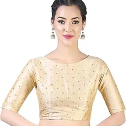 studio shringaar Women Cotton Silk Silky Brocade Readymade Elbow Length Sleeves Saree Blouse Choli-picture-24