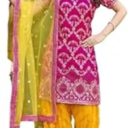 brulry Women's Pink Color Embroidered Kurta Patiala With Dupatta-picture-35