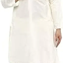 amazon brand - anarva Men's Art Silk Embroidered Kurta Pajama Set Thread Work Ethnic Motifs Festive Party Dress (KP001offwhite_Off White_S)-picture-35