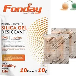 Fonday Rechargeable Silica Gel Desiccant Packets Food Grade Fast Reactivate Desiccant Bags Moisture Indicating Orange to Green for Air Dryer (10Gram (10Packets), 10)-image-24