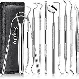 Dental Tools, Sopito 11PCS Teeth Cleaning Tools Stainless Steel Dental Scraper, Home Use Basic Dental Tool Set-picture-37