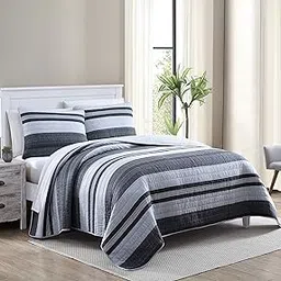 Nautica Home | Ardmoore Collection | Premium Cotton Ultra Soft Quilt Coverlet, Comfortable 3 Piece Bedding Set, All Season Stylish Bedspread, King, Grey image 1