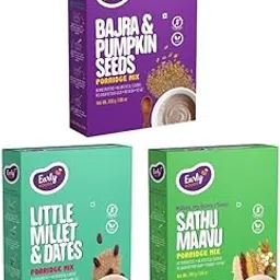 Early Foods - No Salt No Added Sugar Cereals - Pack of 3 Combo of Porridges (Sathu Maavu, Bajra & Little Millet Porridge) | No Milk Powder | Millet & Ragi Cereal with Dry Fruits | 200g X 3-image-6