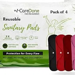 CareDone Multicolor Reusable Cotton Sanitary Pad Cloth I Washable Cloth Pads I Soft and Breathable Fabric | Super Absorbent Ultra Soft Cotton Rash Free Pads For Women (Pack of 4)-picture-27