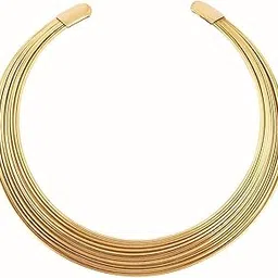 unfoldself Brass Hasli Choker Necklace Gold Plated Choker Collar Necklace-picture-33