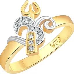 Trishul Om CZ Gold and Rhodium Plated Alloy Gents Ring for Boys and Men - [VFJ5028FRG]-image-6