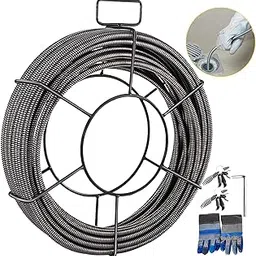 VEVOR 50 ft x 1/2 inch Solid Core Sewer Snake Clog Pipe Drain Cleaning Cable W/Four Shapes of Cutters, Black-picture-31