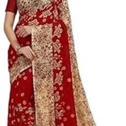 leelavati Printed Bollywood Georgette Saree (Red, Beige) (OV-GR-1070)-picture-19