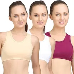 bodycare Pack of 3 Sports Bra in Skin-White-Wine Color - E1610SWWI-picture-12