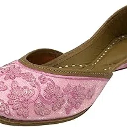 eshoe ethnic Women Punjabi Jutti for Wedding Traditional Handmade Ethnic Bridal Shoes Mojaris Flat Juti White Multi-picture-40
