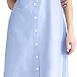 Blue Shirt Midi Women Dress-image-1