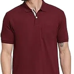 cantabil Men Maroon Cotton Blend Polo Neck Half Sleeve Solid T-Shirt (P-MTSH00038-BURGUNDY)-picture-21