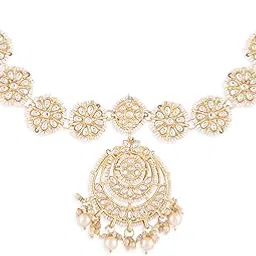 zaveri pearls Gold Tone Kundan & Pearls Floral Bridal Head Chain For Women-ZPFK14388-picture-37