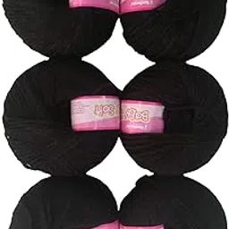 Vardhman Art & Craft Knitted Black Color Thread Yarn Wool (Pack of 6)-picture-10