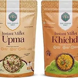The Indian Diet Ready-to-Cook Multi Millet Instant Millet Upma & Khichdi Combo | Healthy Evening Meal | No Added Preservatives | Pack of (2 � 350 g)-image-25