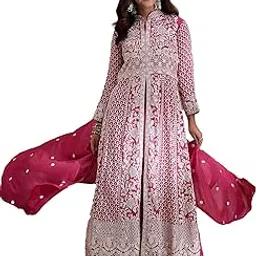 shampysky Women's Vichitra Silk Stitched Top With Stitched Bottom and Dupatta Full Sleeve Embroidered Anarkali Gown (SSY-1165)-picture-26