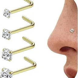 jstyle 20G 4 Pcs Stainless Steel Nose Rings Studs L-Shape Piercing Body Jewelry 1.5mm 2mm 2.5mm 3mm G-picture-26