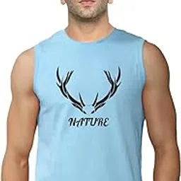 yilden Men’s Sleeveless T-Shirt - 100% Pure Cotton, Nature Print - Comfortable Breathable Gym Tank Top-picture-26