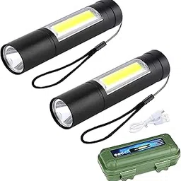 DIVYAH LED Flashlight Rechargeable USB Mini Torch|Set of 2|Ultra Brightest Zoom Flash Light Handheld Pocket Compact Portable Tiny Lamp Side Lantern High Power Travel Emergency Flashlights-picture-31