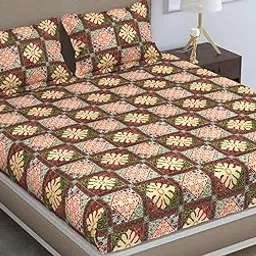 VAS COLLECTIONS Traditional Jaipuri Printed Bedsheet for Double Bed King Size with 2 Pillow Covers Multi-5-picture-31