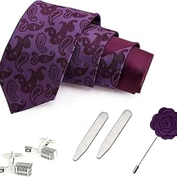 peluche Dynamic Mic Gift Box Includes 1 Neck Tie, 1 Brooch, 1 Pair of Cufflinks & 1 Pair of Collar Stays for Men-picture-36