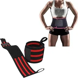 FIT DIV™ Wrist Support Band/Wraps with Thumb Loop Strap and FIT DIV™ Adjustable Sweat Fitness Waist Belt Trainer for Back Support, Sweat Wrap, Sweat Enhancer, Weight Loose, A Unisex Products.-picture-17
