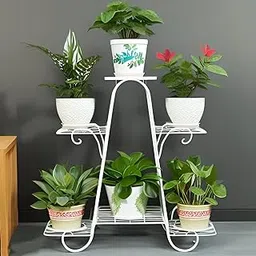 IWH IRON WOOD HANDICRAFT Multi-Tier Metal Plant Stand – 6-Tier Indoor Outdoor Flower Pot Holder Rack | Iron Plant Display Shelf for Balcony, Garden, Living Room & Home Decor (White, 69 x 22 x 75 cm)-picture-30