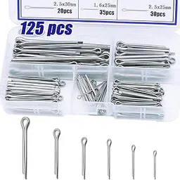 125pcs Cotter Pin Assortment Kit, 6 Sizes 304 Stainless Steel Cotter Pins Set, Split Pin Fastener Clips for Car Mechanics, Lawn Mowers, Trucks, Tractors Repair-picture-17