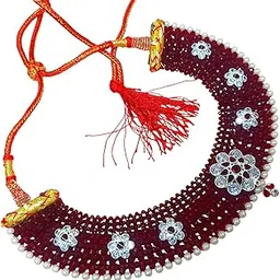 shree emporium Gleaming 925 silver necklace set with delicate design (Maroon Hydro)-picture-27