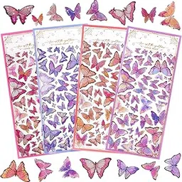 Kavid Small Mini Butterfly Stickers, 3D Holographic Glitter Resin, Purple, Pink & Blue, for Scrapbooking, Journaling, Crafts & DIY Projects-picture-21