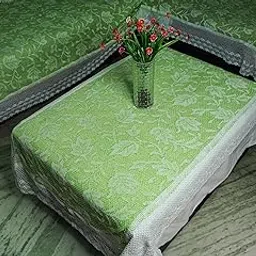 ELINA ENTERPRISES Tara Center Table Top 60 x 38 Inches – White Zig Zag Net with 5 Inch White-Pink Mogra Lace-picture-42