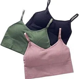 aptox Women Bra - Girls Bra Cotton Padded Sports (Adjustable Straps, Full Coverage, Removable Padded) (Gym Workout Running Yoga) Size (Pack of 3)-picture-31