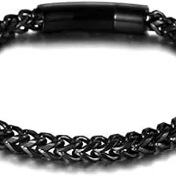 university trendz Stainless Steel Black Plated Chain Bracelet with Magnetic Clasp for Men and Boys-picture-41