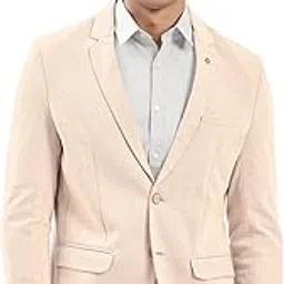 showoffff Men's Cream Single-Breasted Slim Fit Blazer with Notched Lapel-EX-3021_Cream-picture-25