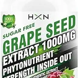 HXN Grape Seed Extract 1000mg (98% Polyphenols) Antioxidant Supplement, Healthy Cholesterol Level, Boost Immunity, Promotes Hair and Skin Hydration - 60 Tablets (Pack 1)-picture-19