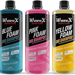 WaveX Colour Foam Car Shampoo Combo (1 Ltr) | Consists of Blue, Yellow and Pink Colour Car Foam Shampoos | Produces Thick Coloured Foam-picture-27