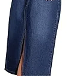 miss chase Women's Straight-Fit High-Rise Stretchable Denim Midi Skirt-picture-28