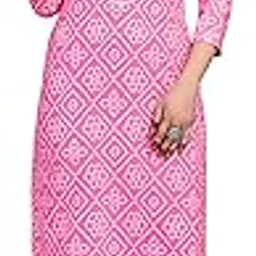 rajnandini Women's Pure Cotton Straight Fit Casual Cambric Jaipuri Bandhani Printed Kurti (JOPLJPR57-P)-picture-21