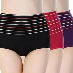 kietties Women's Cotton Blend Bikini (Panty (P3)-Black-Maroon-Purple_L)-picture-33