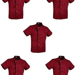 merishopp 5 Piece Unisex Chef Jacket Coat Short Sleeves Shirt Hotel Kitchen Uniform-picture-18