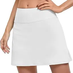 chicho Womens Golf Skirt,Girl Pleated Dress School Casual Tennis Drawstring Skort Dry Fit Athletic Pleated Skort with Zip Pockets High Waist Short Stretch Formal Wear White Medium-picture-21
