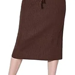 showoffff Women's Brown Straight Knee Length Skirt-CHN-9062_Brown-picture-18