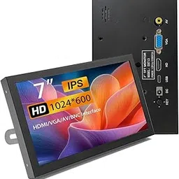 7 Inch Mini Monitor HDMI, Portable Vga Monitor with AV BNC 1024×600 LCD Screen with Built-in Speakers,IPS Multi-Function Small Display for Raspberry Pi PC/TV/DVD/CVBS-picture-29