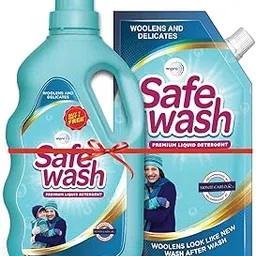 Safewash Premium Liquid Detergent 1L Bottle + 1L Refill Pouch for Woollens and Delicates with Active Fabric Conditioners | Soda and Bleach Free| PH Neutral Neutral Formula for 7-in-1 Expert Care-picture-24