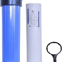 KRPLUS 20 Inch Whole House Filter Housing with Jumbo Spun Filter 4.5" Width 1.5 Inch Inlet/Outlet (Blule)-picture-26