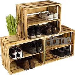 3 x Shoe Cabinet, Shoe Rack Made of Wooden Boxes, Shoe Holder for 12 Pairs of Shoes, Shoe Storage Made of Wood,-image-1