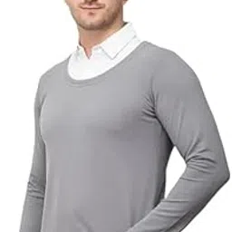 Janak Creation Men's Long Sleeve Layered t-Shirt with Collared T-Shirt,-picture-11